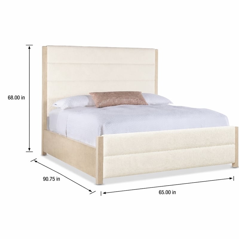 Bowery Hill Westwood Queen Bed with Ivory Upholstered Headboard