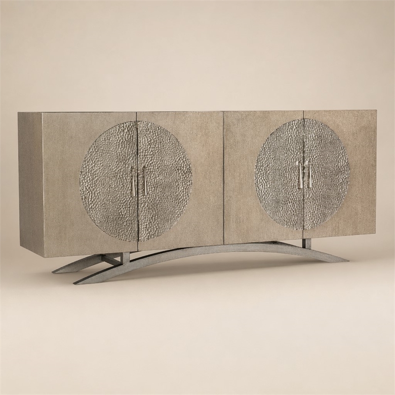 Bowery Hill Nolita Four-Door Entertainment Console in Gold Wood