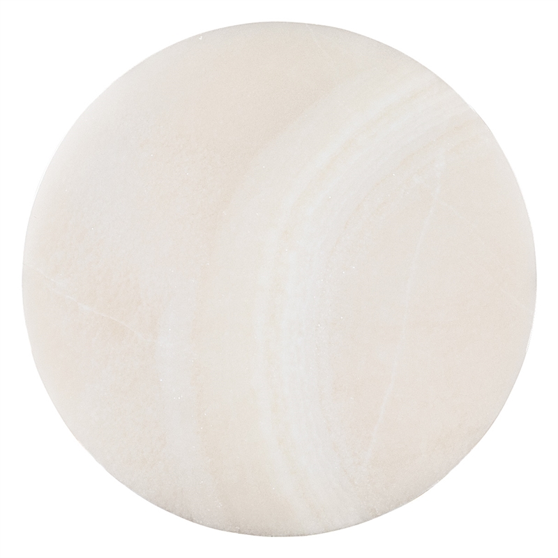 Bowery Hill Round Accent Table with Gold Metal Base and Stone Top