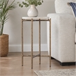 Bowery Hill Round Accent Table with Gold Metal Base and Stone Top
