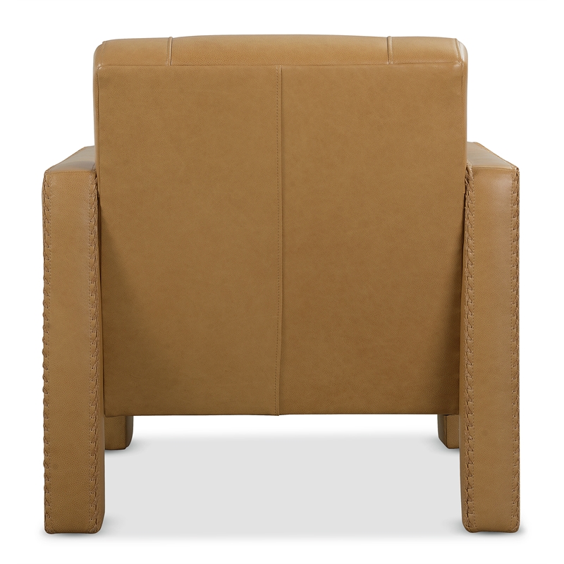 Bowery Hill Modern Brown Leather Accent Chair with Open Arm Frame