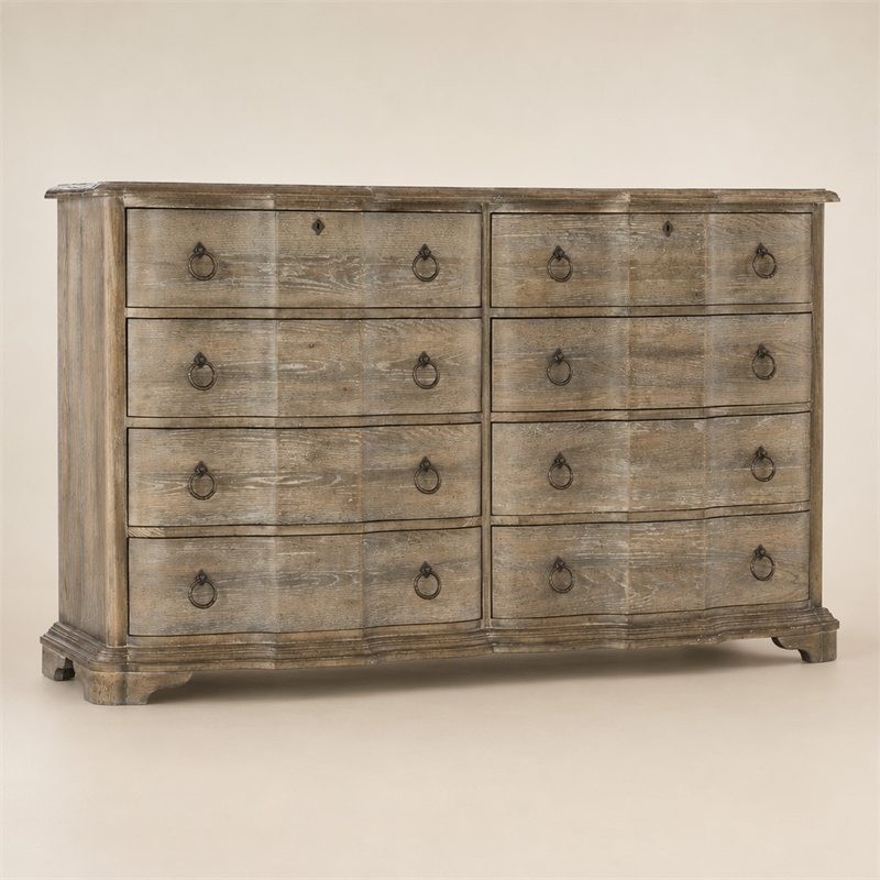 Bowery Hill 8-Drawer Dresser in Light Brown Wood with Jewelry Tray
