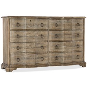 Bowery Hill 8-Drawer Dresser in Light Brown Wood with Jewelry Tray