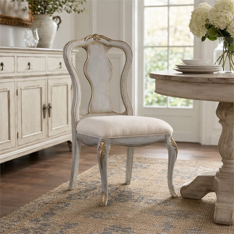 Bowery Hill Desk Office Chair in Silver Leaf with Linen Upholstery