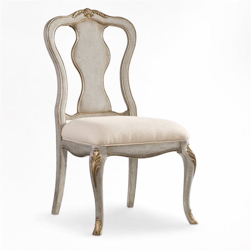 Bowery Hill Desk Office Chair in Silver Leaf with Linen Upholstery