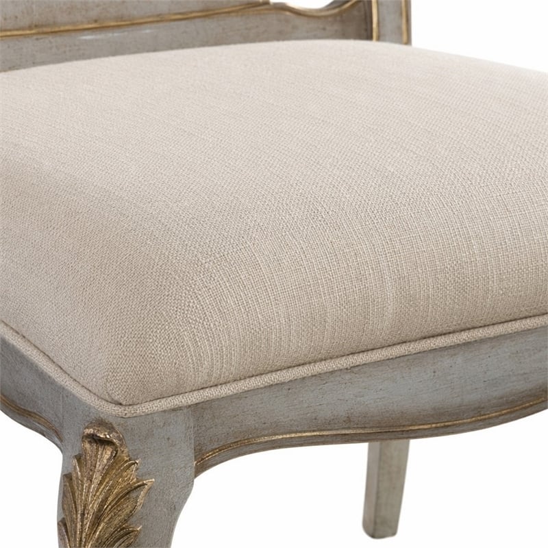 Bowery Hill Desk Office Chair in Silver Leaf with Linen Upholstery