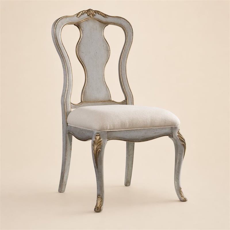 Bowery Hill Desk Office Chair in Silver Leaf with Linen Upholstery