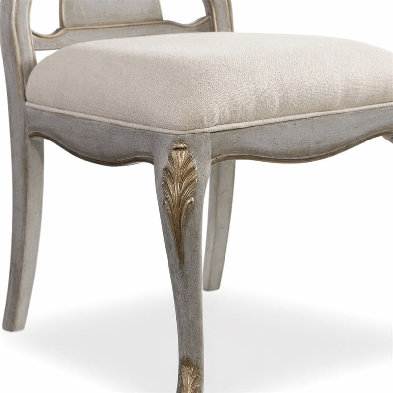 Bowery Hill Desk Office Chair in Silver Leaf with Linen Upholstery