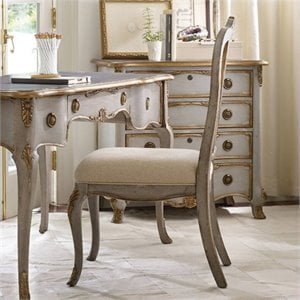 Bowery Hill Desk Office Chair in Silver Leaf with Linen Upholstery