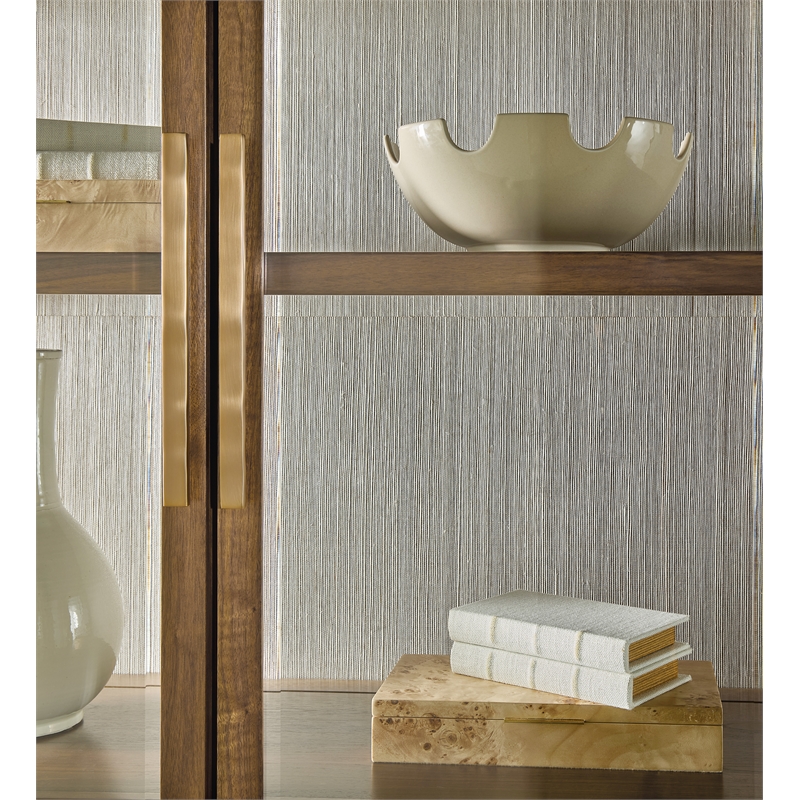 Bowery Hill Glass Door Display Cabinet in Medium Wood Finish