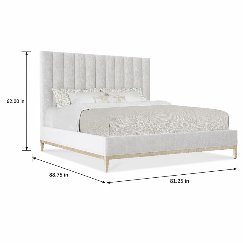 Bowery Hill Cascade King Upholstered Bed with White Fabric Headboard