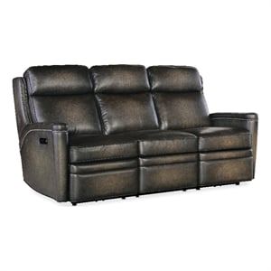 Bowery Hill Hamilton Power Recline Sofa in Gray Leather with USB Port