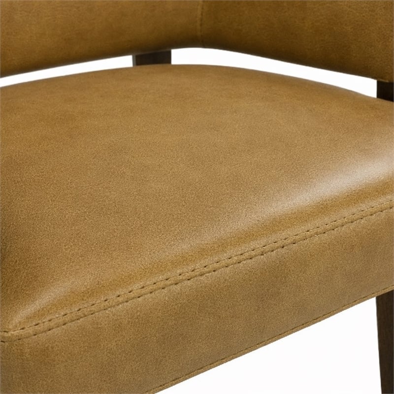 Bowery Hill Archives Barrel Back Game Chair in Brown Leather with Casters