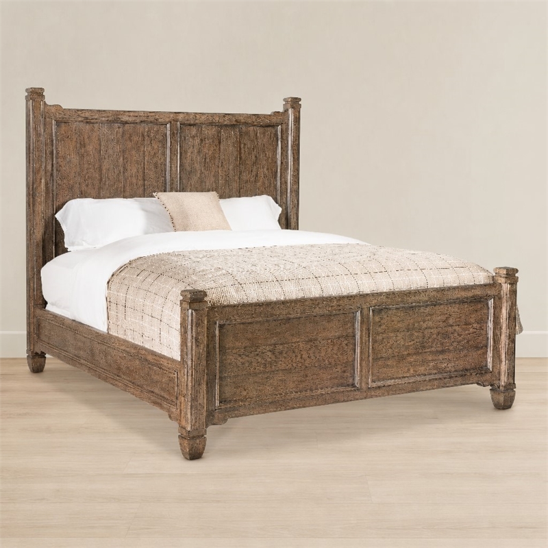 Bowery Hill Americana Wood California King Panel Bed in Distressed Brown