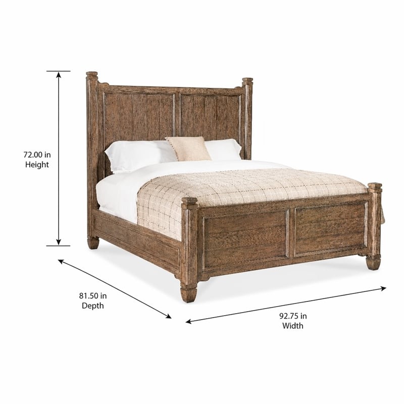 Bowery Hill Americana Wood California King Panel Bed in Distressed Brown