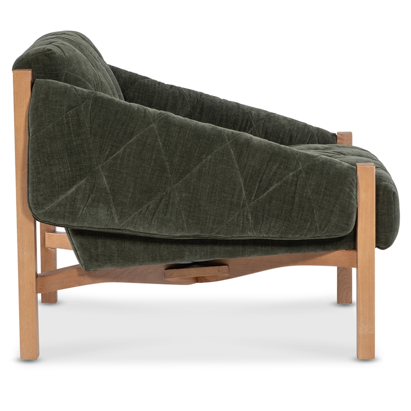 Bowery Hill Tufted Accent Chair in Green Fabric with Wood Frame
