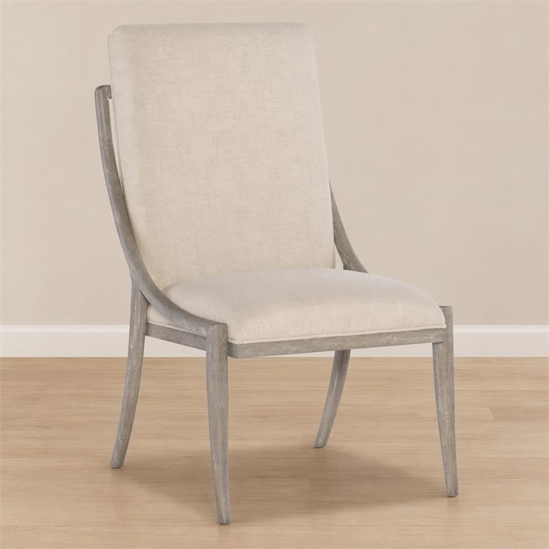 Bowery Hill Affinity Slope Side Chair in Kurtz Linen and Greige Oak Frame