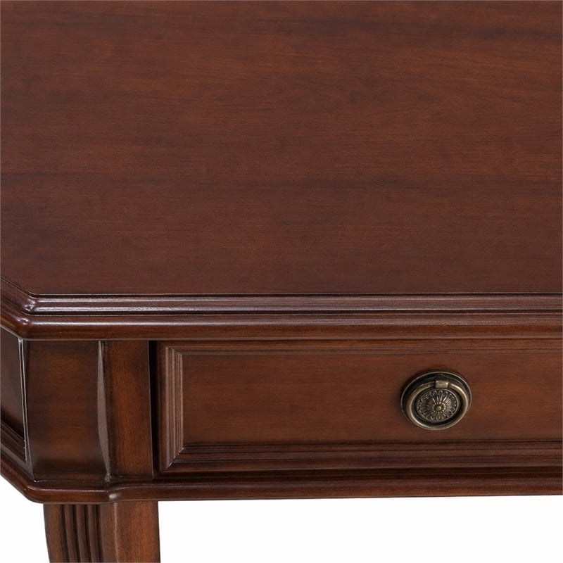 Bowery Hill Wooden End Table with Drawer and Shelf in Brown Cherry
