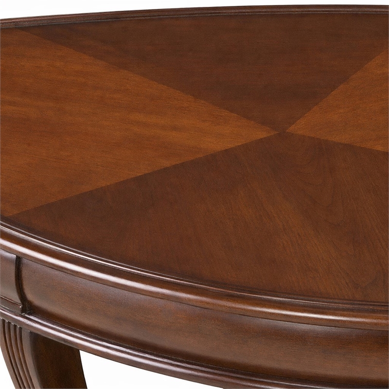 Bowery Hill Round Glass Cocktail Table with Starburst Inlay in Clear