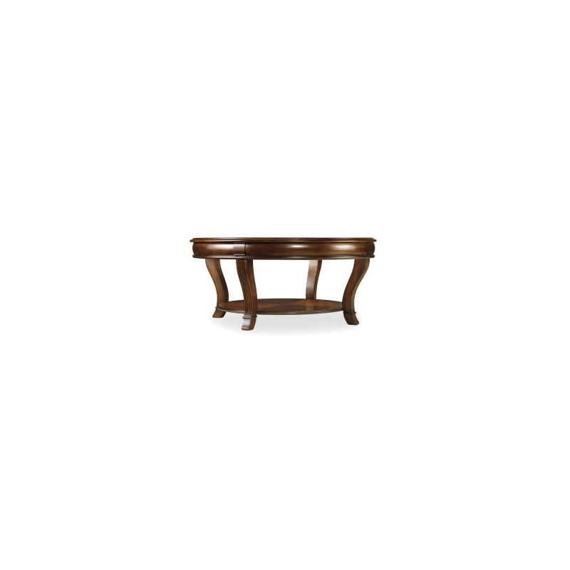 Bowery Hill Round Glass Cocktail Table with Starburst Inlay in Clear