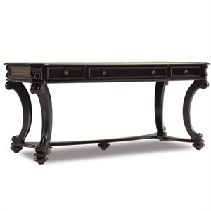 Bowery Hill 66&quot Writing Desk in Chocolate Finish with Vintage Design