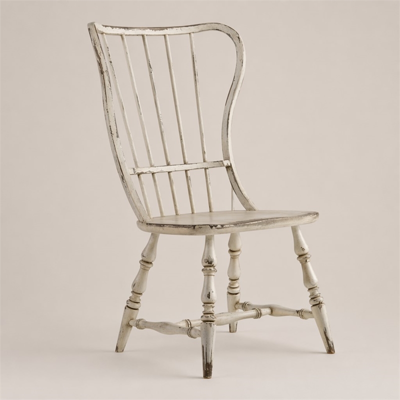 Bowery Hill Spindle Dining Side Chair in Distressed White Finish