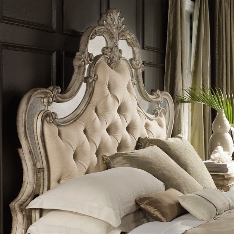 Bowery Hill King/California King Upholstered Headboard in Silver Leaf