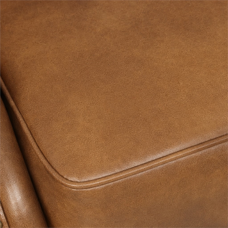 Bowery Hill Tufted Leather Club Chair in Genuine Brown Upholstery