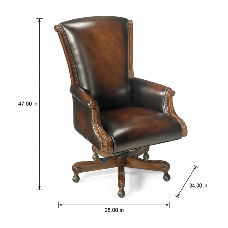 Bowery Hill Executive Office Chair with Nail Heads in Brown Leather