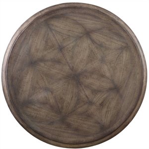 Bowery Hill Round Pedestal Dining Table in Walnut and Distressed White