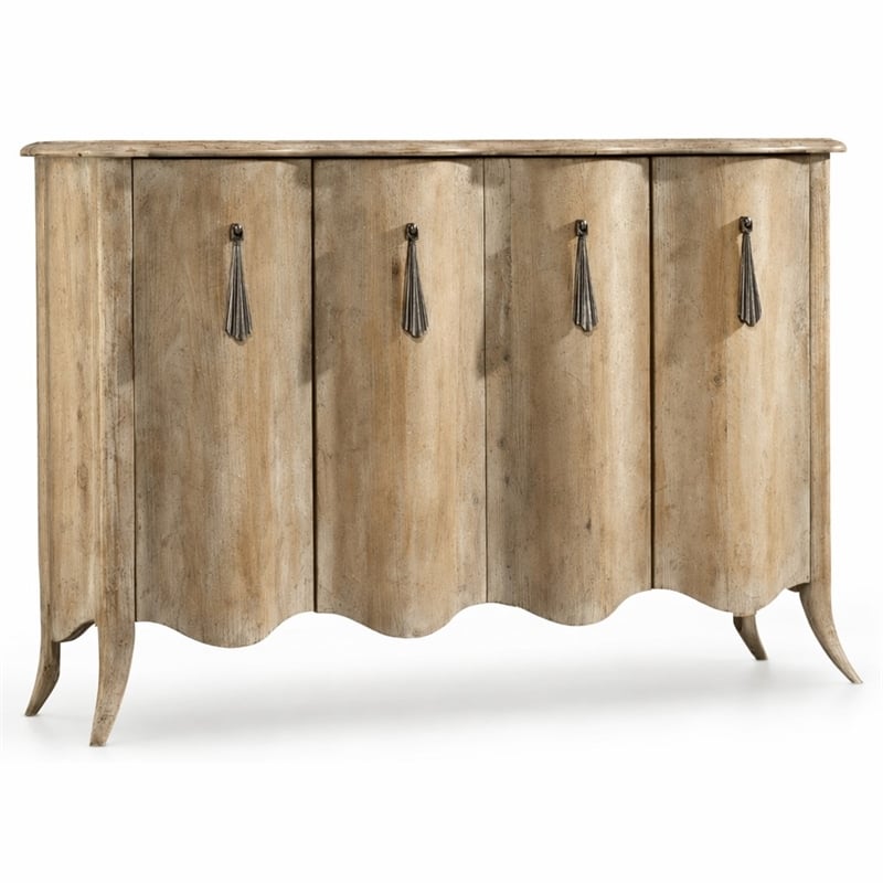 Bowery Hill Draped Sideboard in Light Wood with Adjustable Shelves