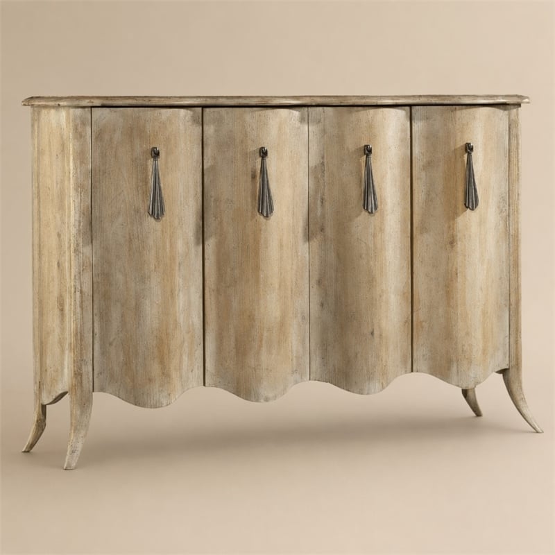 Bowery Hill Draped Sideboard in Light Wood with Adjustable Shelves