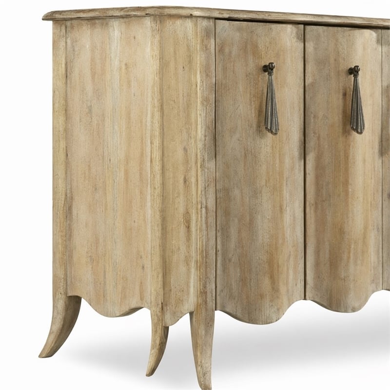 Bowery Hill Draped Sideboard in Light Wood with Adjustable Shelves