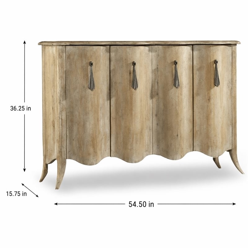 Bowery Hill Draped Sideboard in Light Wood with Adjustable Shelves