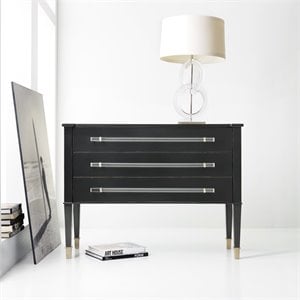 Bowery Hill Rowan Accent Chest with 3 Drawers in Black Finish