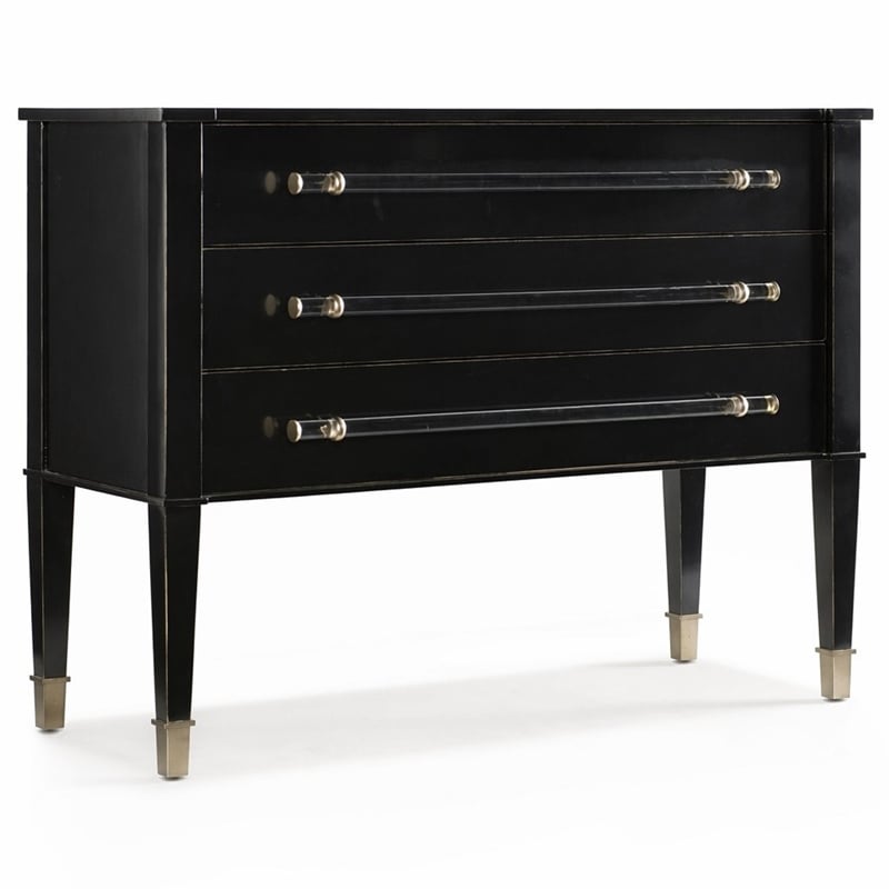 Bowery Hill Rowan Accent Chest with 3 Drawers in Black Finish