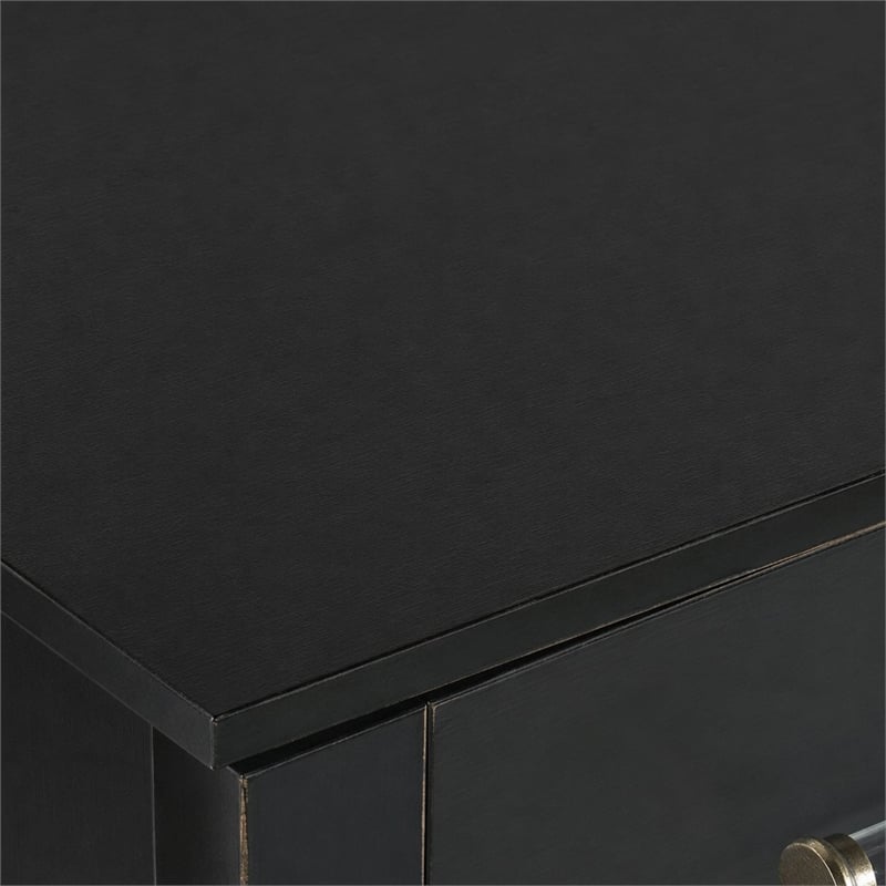 Bowery Hill Rowan Accent Chest with 3 Drawers in Black Finish