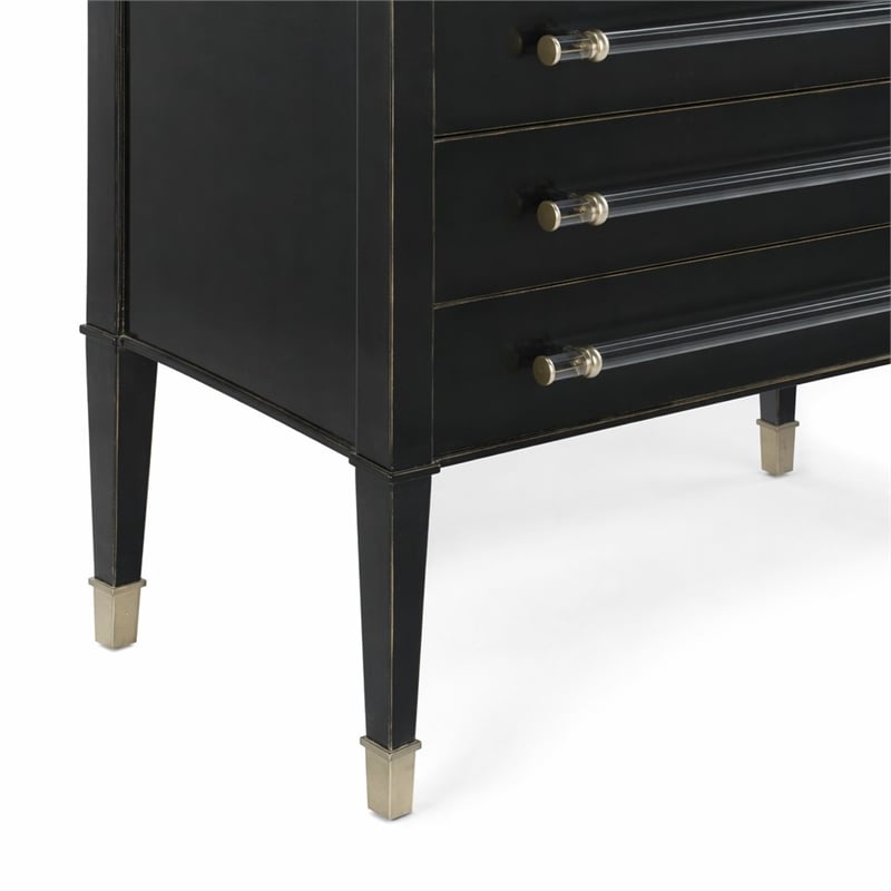 Bowery Hill Rowan Accent Chest with 3 Drawers in Black Finish