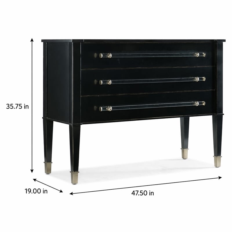 Bowery Hill Rowan Accent Chest with 3 Drawers in Black Finish