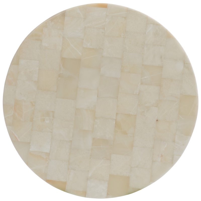 Bowery Hill Corrina Round Coffee Table with Gold Leaf Finish and Onyx Top
