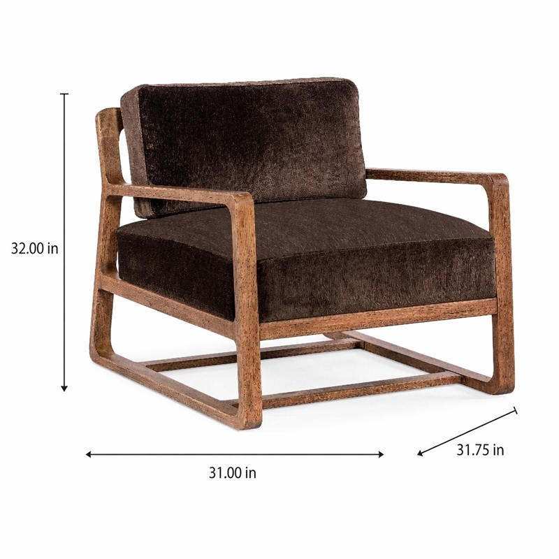Bowery Hill Moraine Fabric Accent Chair in Brown with Wood Frame