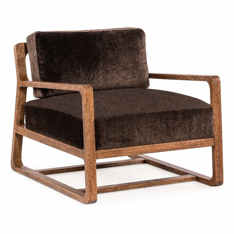 Bowery Hill Moraine Fabric Accent Chair in Brown with Wood Frame
