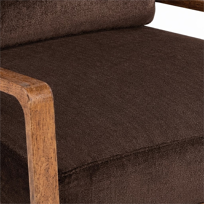 Bowery Hill Moraine Fabric Accent Chair in Brown with Wood Frame