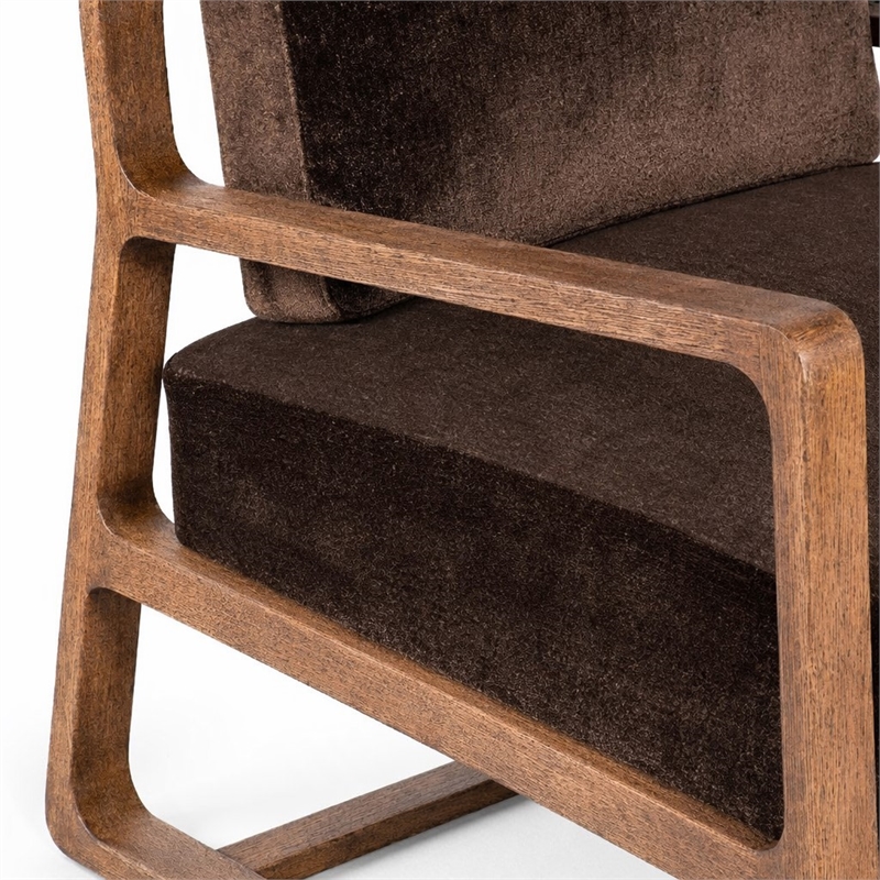 Bowery Hill Moraine Fabric Accent Chair in Brown with Wood Frame