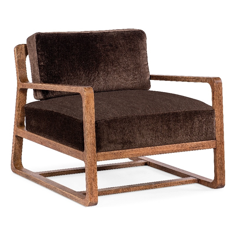 Bowery Hill Moraine Fabric Accent Chair in Brown with Wood Frame