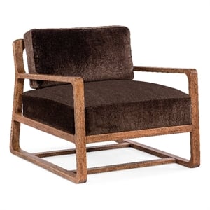 Bowery Hill Moraine Fabric Accent Chair in Brown with Wood Frame