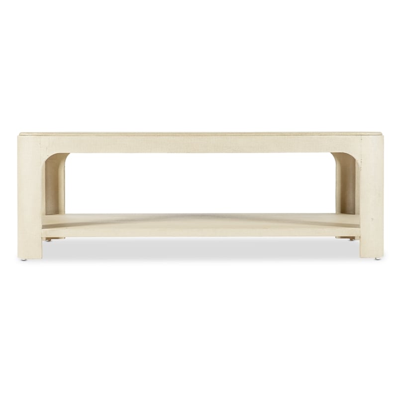 Bowery Hill Raffia Rectangle Cocktail Table with Cream Raffia Wood Finish