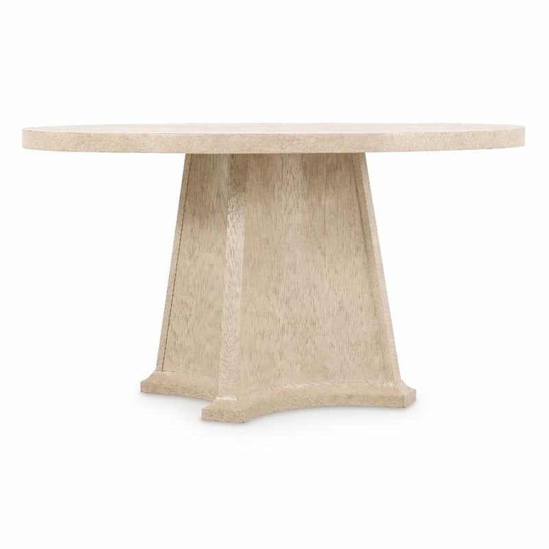 Bowery Hill Round Dining Table with Marble Top and Natural Wood Base