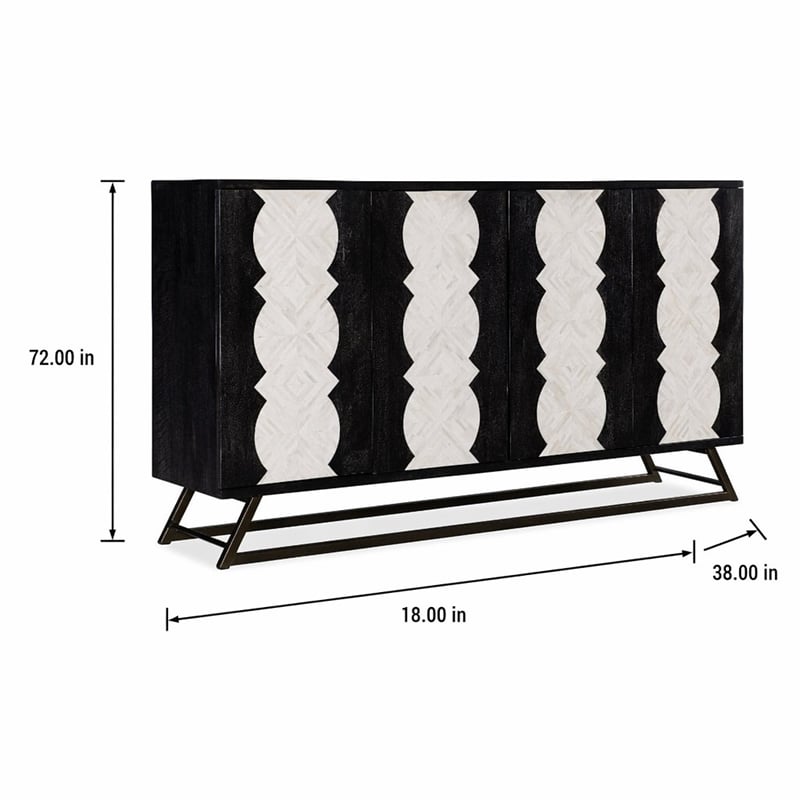 Bowery Hill Moroccan Modern Wood Credenza in Black with Iron Base