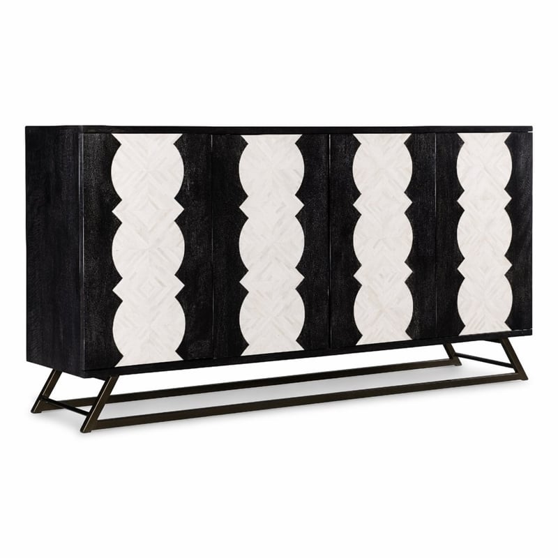 Bowery Hill Moroccan Modern Wood Credenza in Black with Iron Base